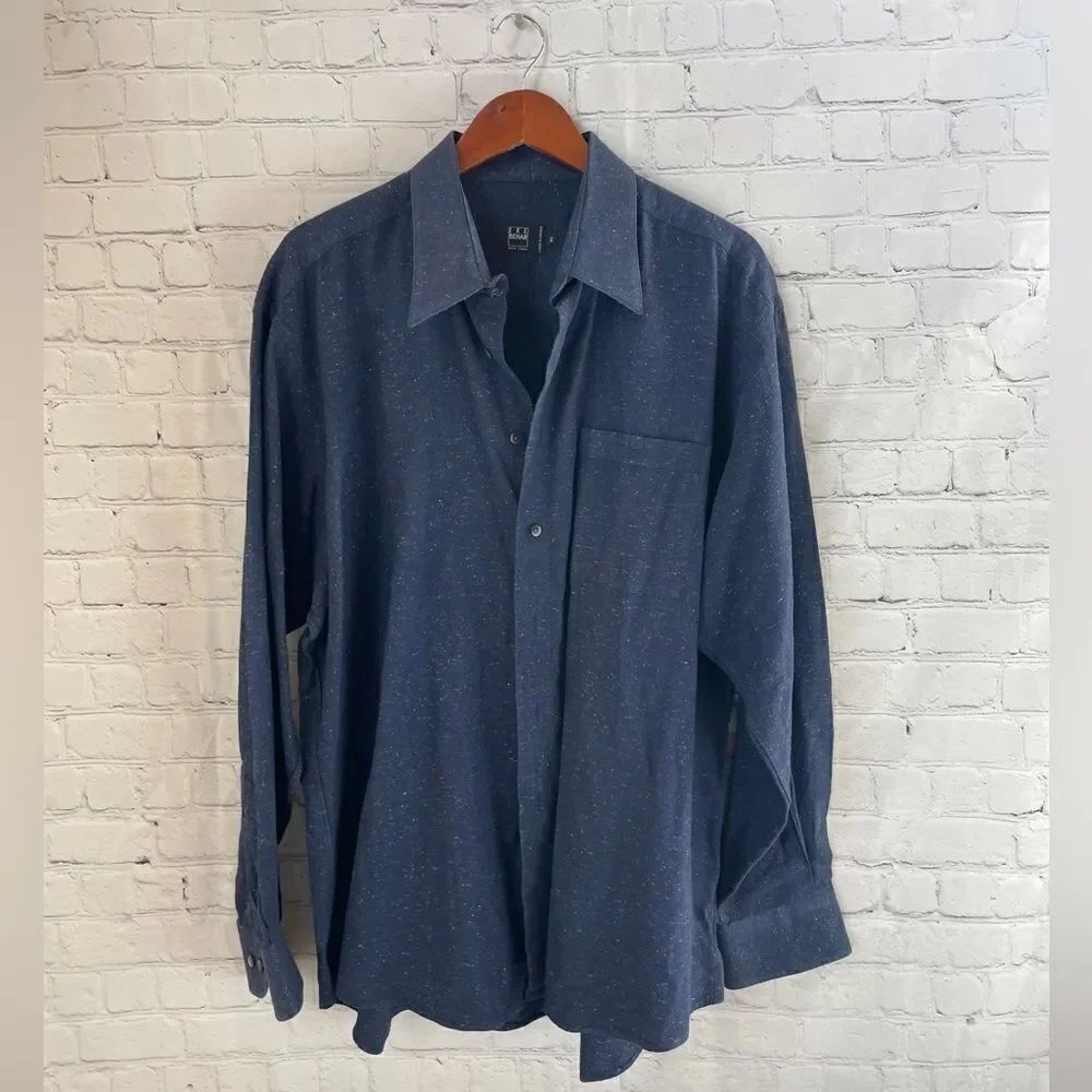IKE Behar Blue Button Down Shirt Size XL